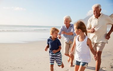 family on the beach