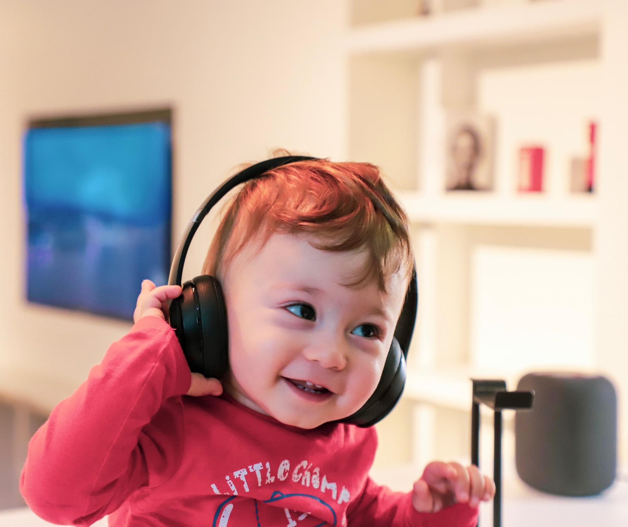 baby with headphone