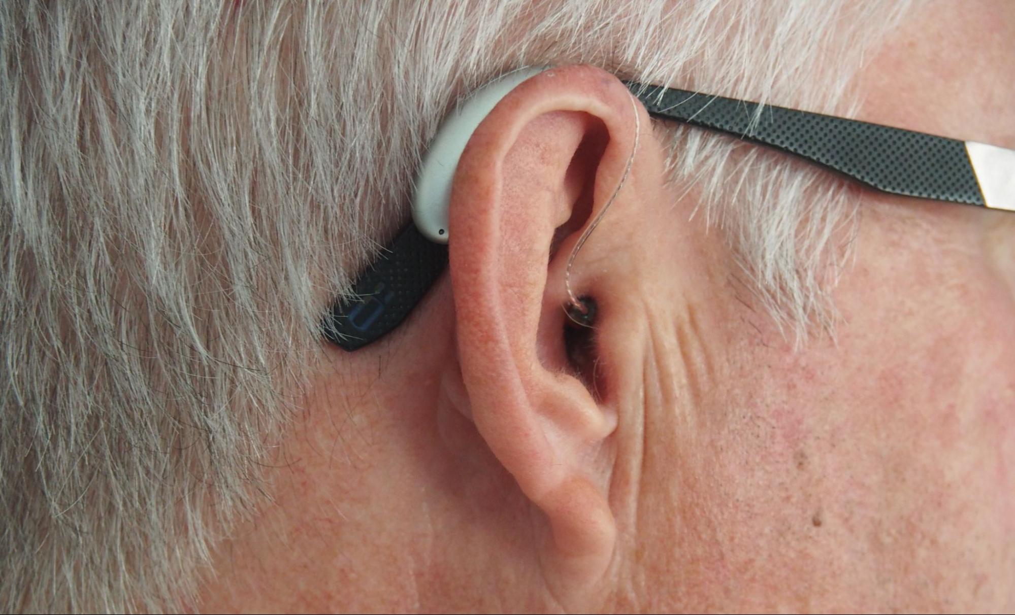 man wearing hearing aids
